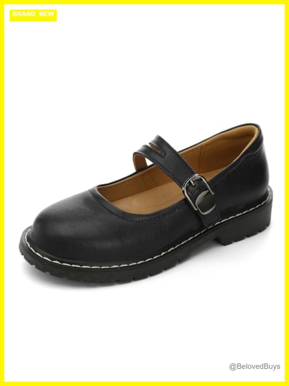 Leather Mary Jane Flats Women Oxford Hook-and-Loop Non Slip Comfort Work Dress